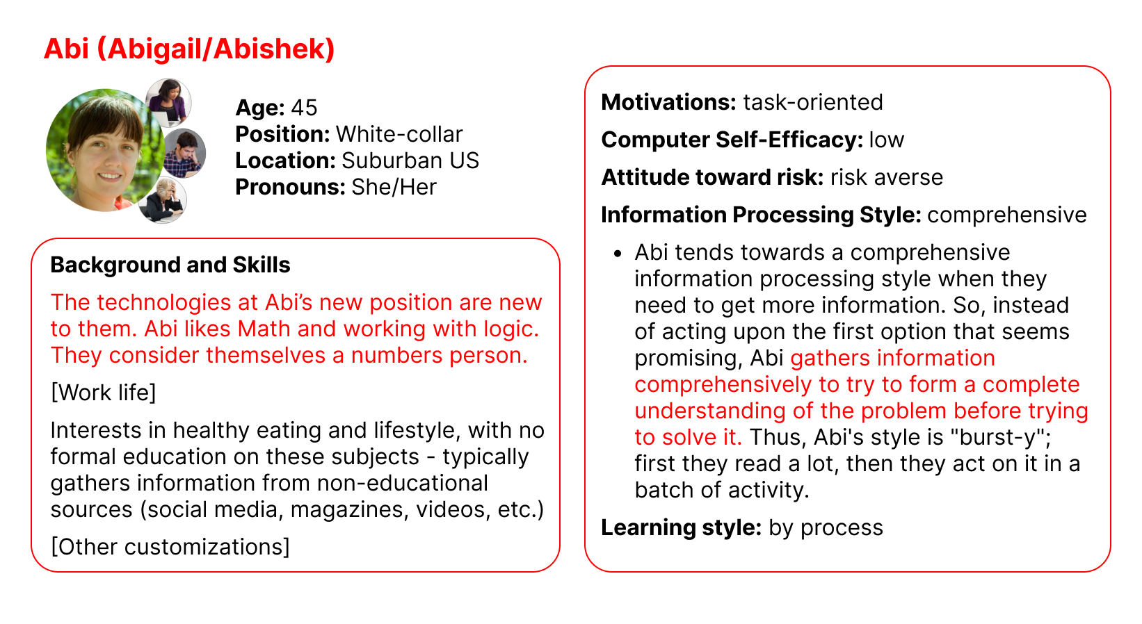 Snippet of Abi persona with customizations to suit MIC's use cases.